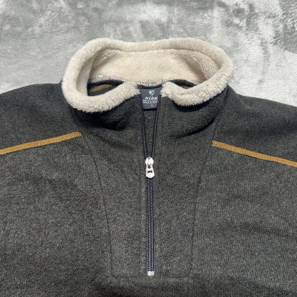 Kuhl Men's Alfpaca Fleece Brown 1/4 Zip Pullover Sweater Size‎ Large